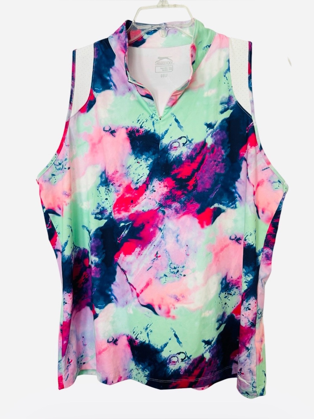 Slazenger Sleeveless Golf Tank Multi-color Marble 1/4 zip Watercolor Top XXL